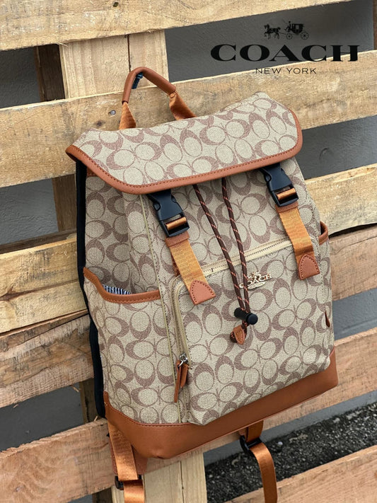 Mochila coach marrón con crema