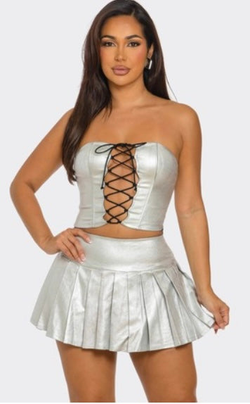 Set de top y falda pantalón silver